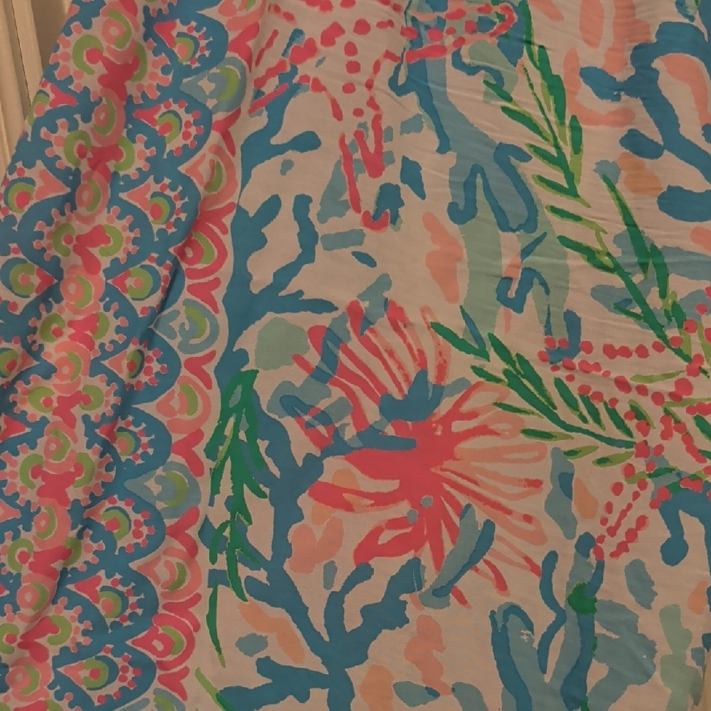 Lilly Pulitzer Coral Print Pants - Blue, Pink, Green - Picture 3 of 3